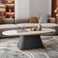 Glam Metal and Slate Cocktail Table Pedestal Coffee Table for Living Room Black White Gold Clearhalo 'Coffee & Accent Tables' 'Coffee Tables' 'coffee_tables' 'furn' 'furn_coffee_tables' 'Furniture' 'Living Room Furniture' 5219106