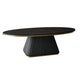 Glam Metal and Slate Cocktail Table Pedestal Coffee Table for Living Room 39.5"L x 24"W x 18"H Black Black Gold Clearhalo 'Coffee & Accent Tables' 'Coffee Tables' 'coffee_tables' 'furn' 'furn_coffee_tables' 'Furniture' 'Living Room Furniture' 5219109
