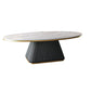 Glam Metal and Slate Cocktail Table Pedestal Coffee Table for Living Room 39.5"L x 24"W x 18"H Black White Clearhalo 'Coffee & Accent Tables' 'Coffee Tables' 'coffee_tables' 'furn' 'furn_coffee_tables' 'Furniture' 'Living Room Furniture' 5219112