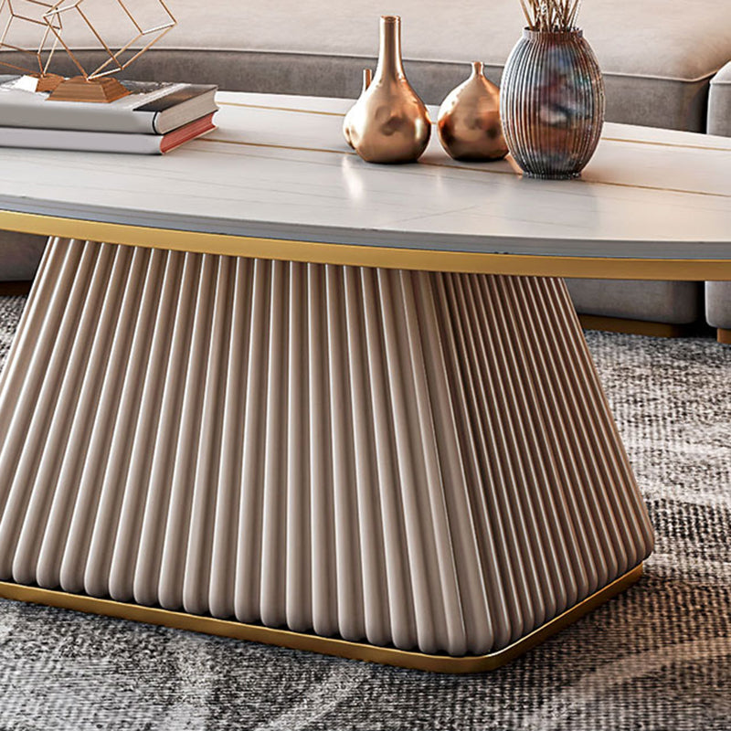 Glam Metal and Slate Cocktail Table Pedestal Coffee Table for Living Room Clearhalo 'Coffee & Accent Tables' 'Coffee Tables' 'coffee_tables' 'furn' 'furn_coffee_tables' 'Furniture' 'Living Room Furniture' 5219113