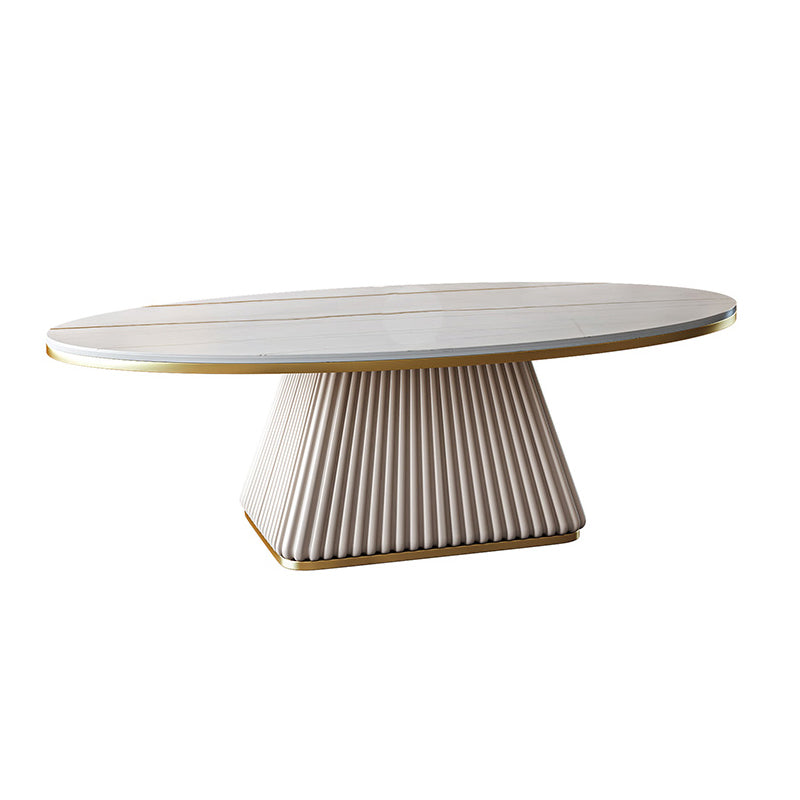 Glam Metal and Slate Cocktail Table Pedestal Coffee Table for Living Room 39.5"L x 24"W x 18"H White White Gold Clearhalo 'Coffee & Accent Tables' 'Coffee Tables' 'coffee_tables' 'furn' 'furn_coffee_tables' 'Furniture' 'Living Room Furniture' 5219114