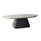 Glam Metal and Slate Cocktail Table Pedestal Coffee Table for Living Room 39.5"L x 24"W x 18"H Black White Gold Clearhalo 'Coffee & Accent Tables' 'Coffee Tables' 'coffee_tables' 'furn' 'furn_coffee_tables' 'Furniture' 'Living Room Furniture' 5219120