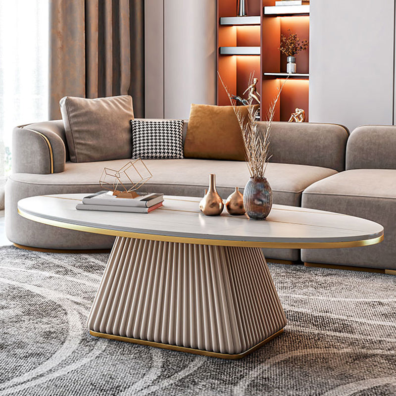 Glam Metal and Slate Cocktail Table Pedestal Coffee Table for Living Room Clearhalo 'Coffee & Accent Tables' 'Coffee Tables' 'coffee_tables' 'furn' 'furn_coffee_tables' 'Furniture' 'Living Room Furniture' 5219122