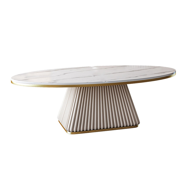 Glam Metal and Slate Cocktail Table Pedestal Coffee Table for Living Room 39.5"L x 24"W x 18"H White White Clearhalo 'Coffee & Accent Tables' 'Coffee Tables' 'coffee_tables' 'furn' 'furn_coffee_tables' 'Furniture' 'Living Room Furniture' 5219123