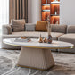 Glam Metal and Slate Cocktail Table Pedestal Coffee Table for Living Room 47"L x 24"W x 18"H White White Clearhalo 'Coffee & Accent Tables' 'Coffee Tables' 'coffee_tables' 'furn' 'furn_coffee_tables' 'Furniture' 'Living Room Furniture' 5219124
