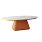 Glam Metal and Slate Cocktail Table Pedestal Coffee Table for Living Room 39.5"L x 24"W x 18"H Orange White Clearhalo 'Coffee & Accent Tables' 'Coffee Tables' 'coffee_tables' 'furn' 'furn_coffee_tables' 'Furniture' 'Living Room Furniture' 5219125