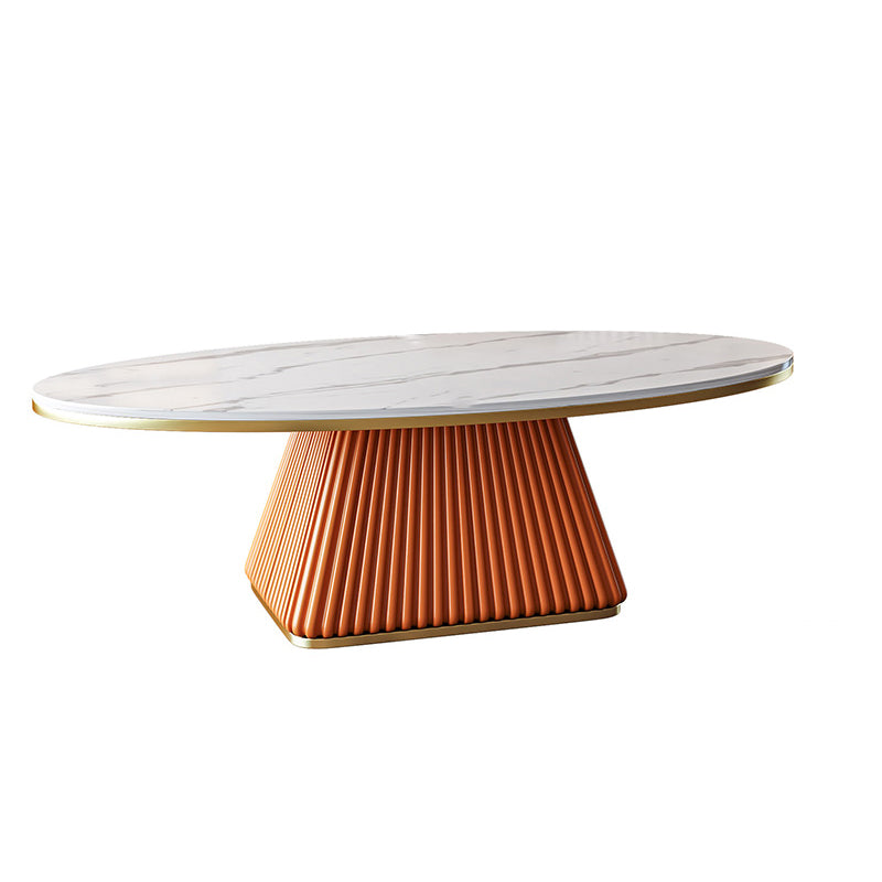 Glam Metal and Slate Cocktail Table Pedestal Coffee Table for Living Room 39.5"L x 24"W x 18"H Orange White Clearhalo 'Coffee & Accent Tables' 'Coffee Tables' 'coffee_tables' 'furn' 'furn_coffee_tables' 'Furniture' 'Living Room Furniture' 5219125