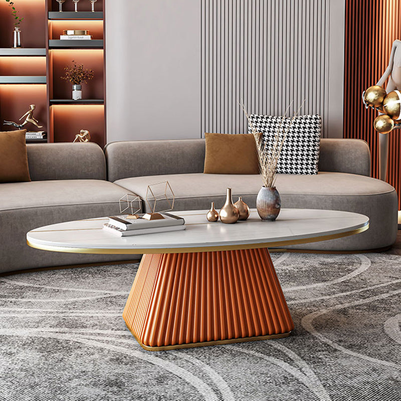 Glam Metal and Slate Cocktail Table Pedestal Coffee Table for Living Room Clearhalo 'Coffee & Accent Tables' 'Coffee Tables' 'coffee_tables' 'furn' 'furn_coffee_tables' 'Furniture' 'Living Room Furniture' 5219126