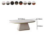 Glam Metal and Slate Cocktail Table Pedestal Coffee Table for Living Room