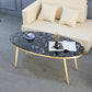 Oval Faux Marble Coffee Table 1 Single 4 Legs Cocktail Table