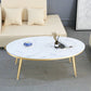 Oval Faux Marble Coffee Table 1 Single 4 Legs Cocktail Table