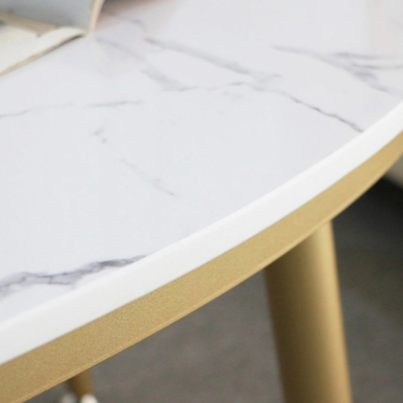 Oval Faux Marble Coffee Table 1 Single 4 Legs Cocktail Table