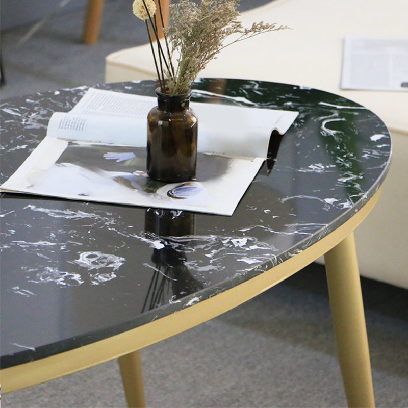 楕円形のフェイクマーブルコーヒーテーブル1シングル4脚カクテルテーブル