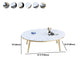 Oval Faux Marble Coffee Table 1 Single 4 Legs Cocktail Table