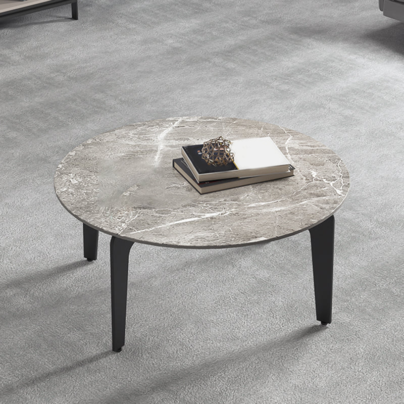 13.7"Tall 4 Legs Grey Rectangular/Round Slate Top Coffee Table 24"L x 24"W x 14"H Clearhalo 'Coffee & Accent Tables' 'Coffee Tables' 'coffee_tables' 'furn' 'furn_coffee_tables' 'Furniture' 'Living Room Furniture' 5219159