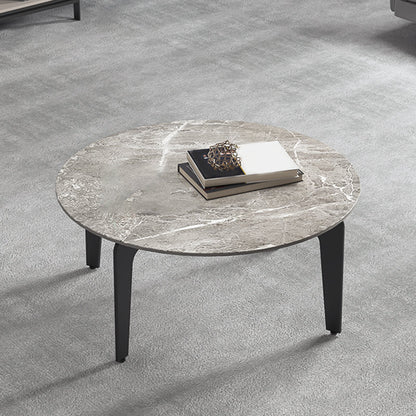 13.7"Tall 4 Legs Grey Rectangular/Round Slate Top Coffee Table 24"L x 24"W x 14"H Clearhalo 'Coffee & Accent Tables' 'Coffee Tables' 'coffee_tables' 'furn' 'furn_coffee_tables' 'Furniture' 'Living Room Furniture' 5219159