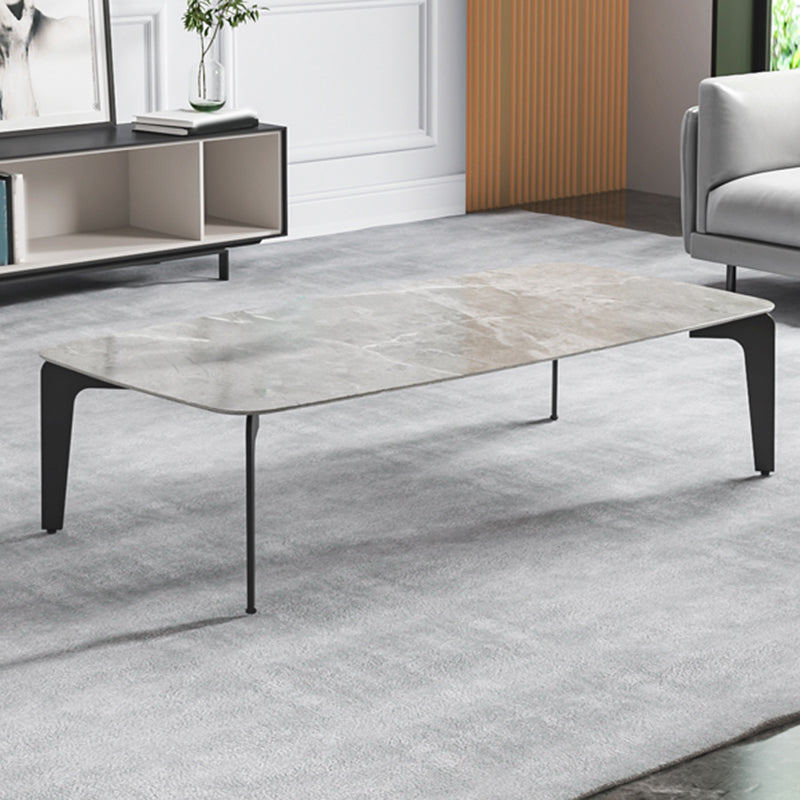 13.7"Tall 4 Legs Grey Rectangular/Round Slate Top Coffee Table Clearhalo 'Coffee & Accent Tables' 'Coffee Tables' 'coffee_tables' 'furn' 'furn_coffee_tables' 'Furniture' 'Living Room Furniture' 5219161