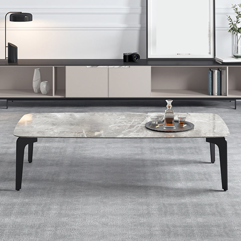 13.7"Tall 4 Legs Grey Rectangular/Round Slate Top Coffee Table 55"L x 31.5"W x 14"H Clearhalo 'Coffee & Accent Tables' 'Coffee Tables' 'coffee_tables' 'furn' 'furn_coffee_tables' 'Furniture' 'Living Room Furniture' 5219162