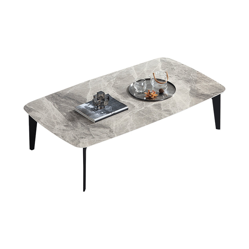 13.7"Tall 4 Legs Grey Rectangular/Round Slate Top Coffee Table Clearhalo 'Coffee & Accent Tables' 'Coffee Tables' 'coffee_tables' 'furn' 'furn_coffee_tables' 'Furniture' 'Living Room Furniture' 5219163