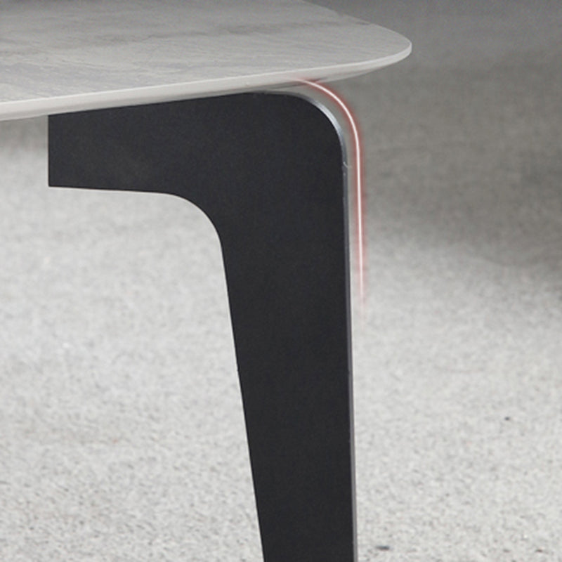 13.7"Tall 4 Legs Grey Rectangular/Round Slate Top Coffee Table Clearhalo 'Coffee & Accent Tables' 'Coffee Tables' 'coffee_tables' 'furn' 'furn_coffee_tables' 'Furniture' 'Living Room Furniture' 5219165