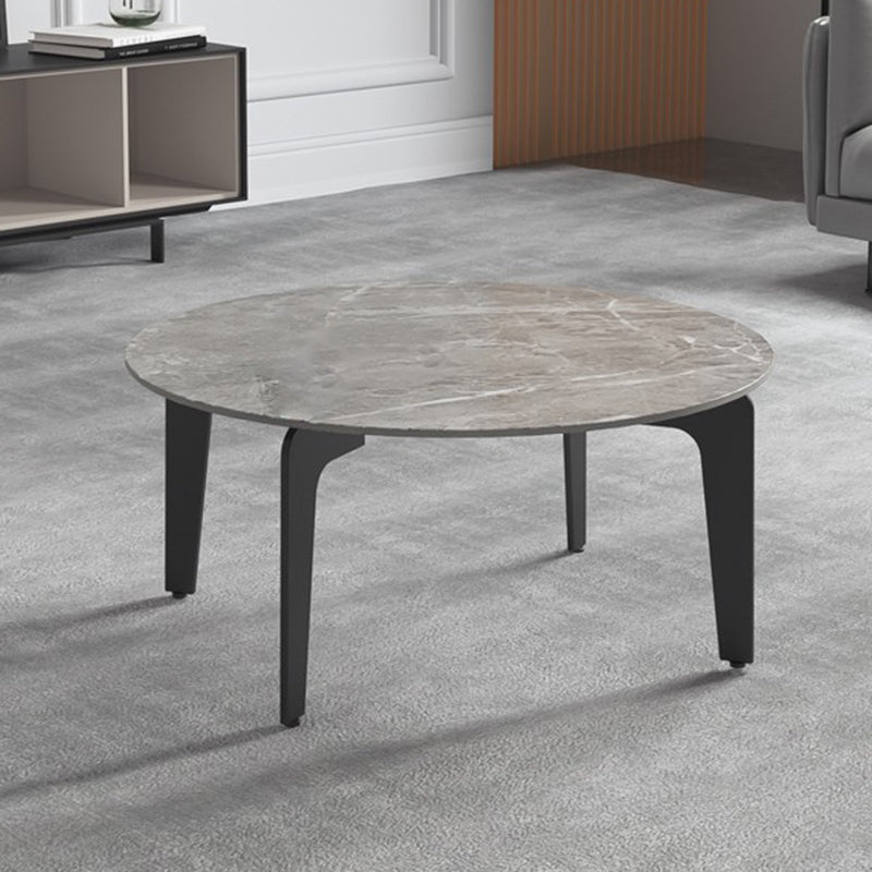 13.7"Tall 4 Legs Grey Rectangular/Round Slate Top Coffee Table Clearhalo 'Coffee & Accent Tables' 'Coffee Tables' 'coffee_tables' 'furn' 'furn_coffee_tables' 'Furniture' 'Living Room Furniture' 5219167