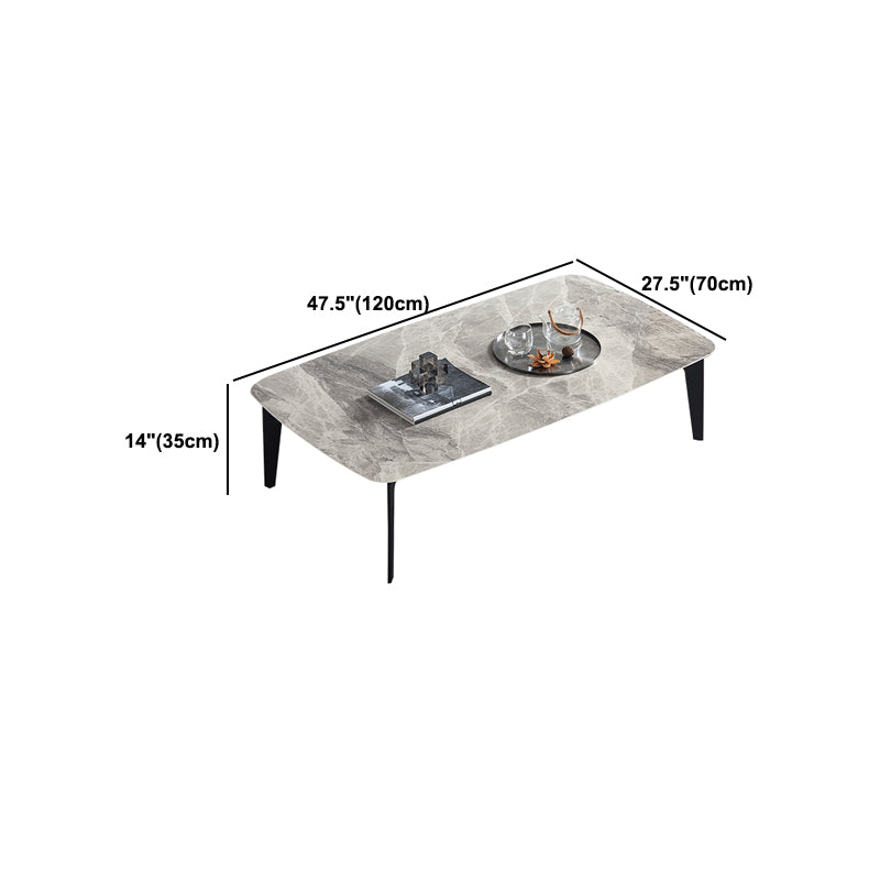 13.7"Tall 4 Legs Grey Rectangular/Round Slate Top Coffee Table Clearhalo 'Coffee & Accent Tables' 'Coffee Tables' 'coffee_tables' 'furn' 'furn_coffee_tables' 'Furniture' 'Living Room Furniture' 5219168