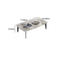 13.7"Tall 4 Legs Grey Rectangular/Round Slate Top Coffee Table Clearhalo 'Coffee & Accent Tables' 'Coffee Tables' 'coffee_tables' 'furn' 'furn_coffee_tables' 'Furniture' 'Living Room Furniture' 5219172