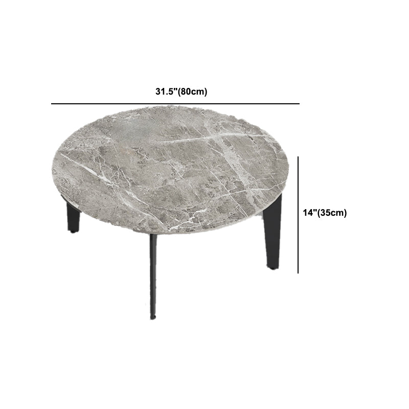 13.7"Tall 4 Legs Grey Rectangular/Round Slate Top Coffee Table Clearhalo 'Coffee & Accent Tables' 'Coffee Tables' 'coffee_tables' 'furn' 'furn_coffee_tables' 'Furniture' 'Living Room Furniture' 5219175