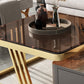 Glam Frame Couchtisch, Glas/Schiefer, quadratischer Cocktailtisch mit Schublade
