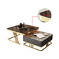 Glam Frame Couchtisch, Glas/Schiefer, quadratischer Cocktailtisch mit Schublade