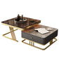 Glam Frame Couchtisch, Glas/Schiefer, quadratischer Cocktailtisch mit Schublade