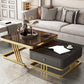 Glam Frame Couchtisch, Glas/Schiefer, quadratischer Cocktailtisch mit Schublade