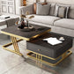 Glam Frame Couchtisch, Glas/Schiefer, quadratischer Cocktailtisch mit Schublade