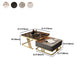 Glam Frame Couchtisch, Glas/Schiefer, quadratischer Cocktailtisch mit Schublade