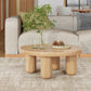 Dia 23.6"/27.6"/31.5" Wooden Cocktail Table, Scandinavian 4 Legs Round Coffee Table 28"L x 28"W x 16"H Natural Clearhalo 'Coffee & Accent Tables' 'Coffee Tables' 'coffee_tables' 'furn' 'furn_coffee_tables' 'Furniture' 'Living Room Furniture' 5219228