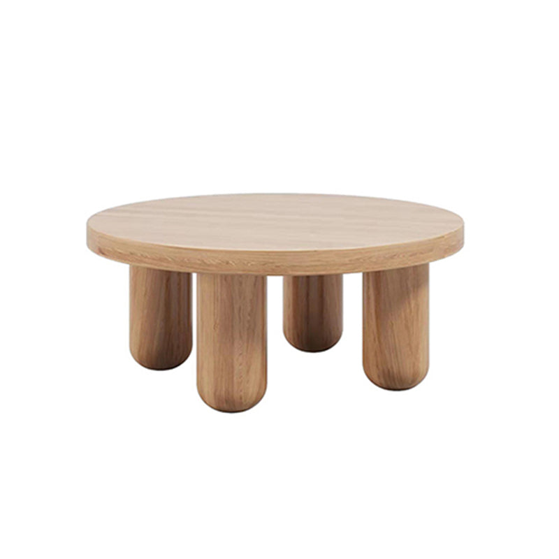 Dia 23.6"/27.6"/31.5" Wooden Cocktail Table, Scandinavian 4 Legs Round Coffee Table 24"L x 24"W x 16"H Natural Clearhalo 'Coffee & Accent Tables' 'Coffee Tables' 'coffee_tables' 'furn' 'furn_coffee_tables' 'Furniture' 'Living Room Furniture' 5219232