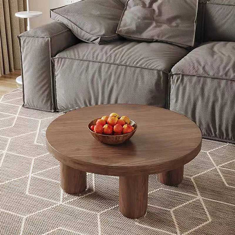Dia 23.6"/27.6"/31.5" Wooden Cocktail Table, Scandinavian 4 Legs Round Coffee Table 31.5"L x 31.5"W x 16"H Walnut Clearhalo 'Coffee & Accent Tables' 'Coffee Tables' 'coffee_tables' 'furn' 'furn_coffee_tables' 'Furniture' 'Living Room Furniture' 5219236