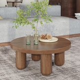 Dia 23.6"/27.6"/31.5" Wooden Cocktail Table, Scandinavian 4 Legs Round Coffee Table