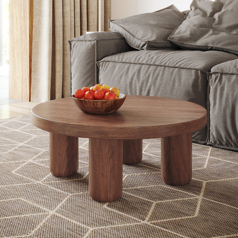 Dia 23.6"/27.6"/31.5" Wooden Cocktail Table, Scandinavian 4 Legs Round Coffee Table 28"L x 28"W x 16"H Walnut Clearhalo 'Coffee & Accent Tables' 'Coffee Tables' 'coffee_tables' 'furn' 'furn_coffee_tables' 'Furniture' 'Living Room Furniture' 5219238