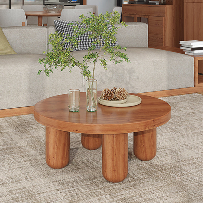 Dia 23.6"/27.6"/31.5" Wooden Cocktail Table, Scandinavian 4 Legs Round Coffee Table 31.5"L x 31.5"W x 16"H Brown Clearhalo 'Coffee & Accent Tables' 'Coffee Tables' 'coffee_tables' 'furn' 'furn_coffee_tables' 'Furniture' 'Living Room Furniture' 5219240
