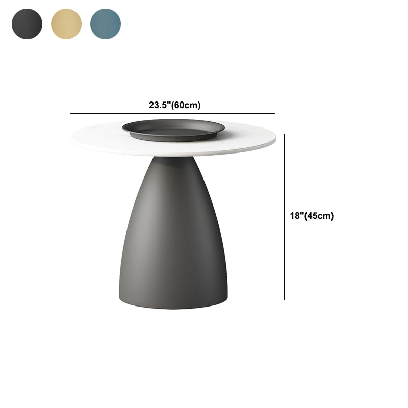 ミッドセンチュリーモダンアイアン/ストーンコーヒーテーブルDIA 23.6 "/31.5"カクテルテーブル