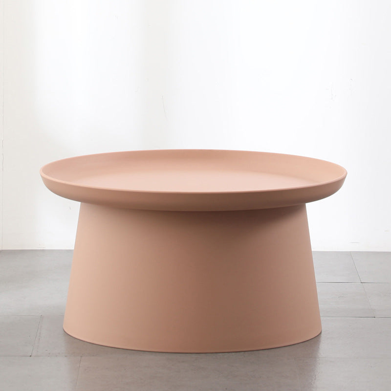 Modern Style Plastic Craft Drum-shaped Base Design Round Coffee Table