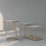 Marble Top End Table Metal Frame Sofa Side End Table with Shelf for Living Room Clearhalo 'Coffee & Accent Tables' 'End & Side Tables' 'end_side_tables' 'furn' 'furn_end_side_tables' 'Furniture' 'Living Room Furniture' 5219390