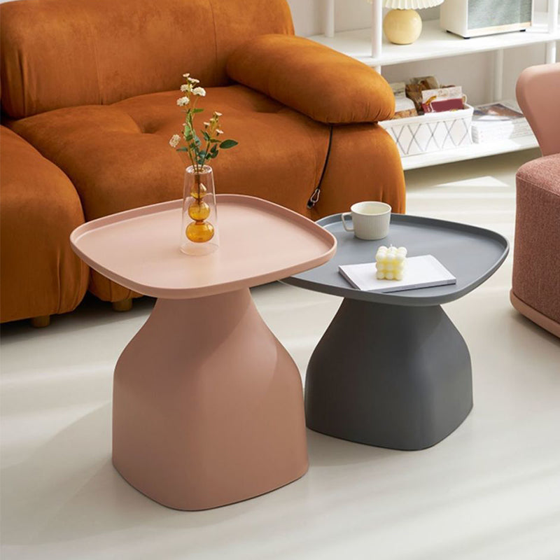 Plastic Tray Top End Table Square Pedestal Side Table - 14.96"/19.69" H