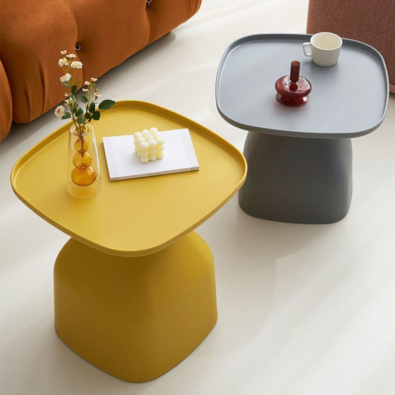 Plastic Tray Top End Table Square Pedestal Side Table - 14.96"/19.69" H