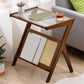 Kreuzbeine Endtisch Glass Top Endtisch mit Regal 21,6 "groß für Wohnzimmer