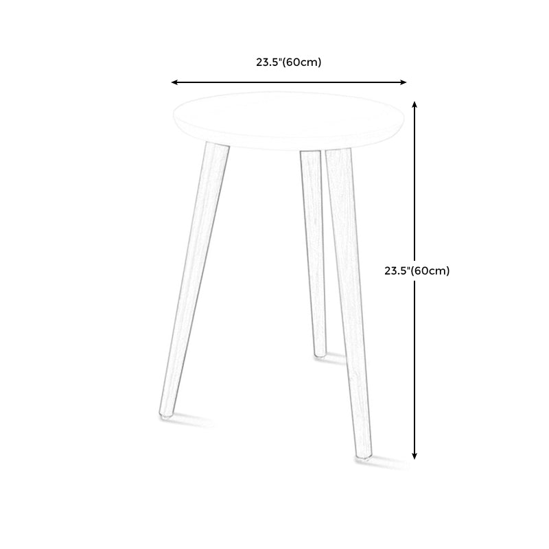Round Wood Top End Table Contemporary Tripod Sofa Side End Table in Natural/White