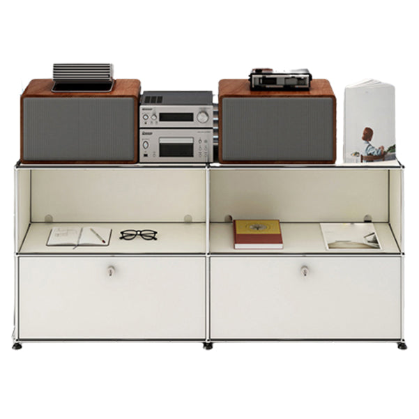 Stainless Steel Sideboard Contemporary White Dining Sideboard for Living Room 59"L x 14"W x 28"H White Clearhalo 'buffet_sideboard' 'Buffets & Sideboards' 'furn' 'furn_buffet_sideboard' 'Furniture' 'Kitchen & Dining Furniture' 5219640