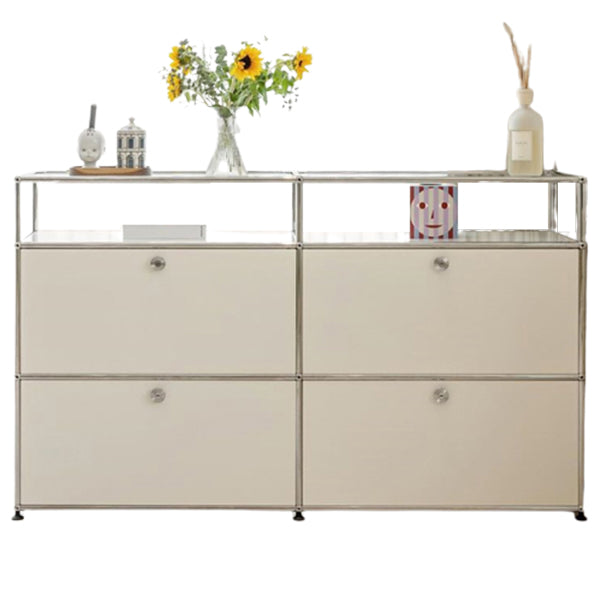 Stainless Steel Sideboard Contemporary White Dining Sideboard for Living Room 59"L x 16"W x 34"H White Clearhalo 'buffet_sideboard' 'Buffets & Sideboards' 'furn' 'furn_buffet_sideboard' 'Furniture' 'Kitchen & Dining Furniture' 5219642