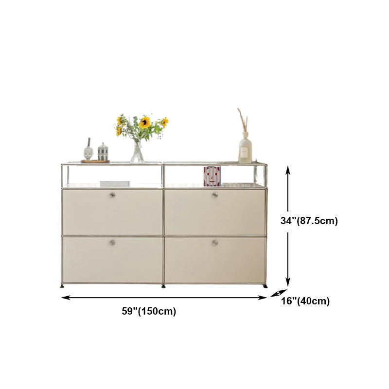 Stainless Steel Sideboard Contemporary White Dining Sideboard for Living Room Clearhalo 'buffet_sideboard' 'Buffets & Sideboards' 'furn' 'furn_buffet_sideboard' 'Furniture' 'Kitchen & Dining Furniture' 5219655
